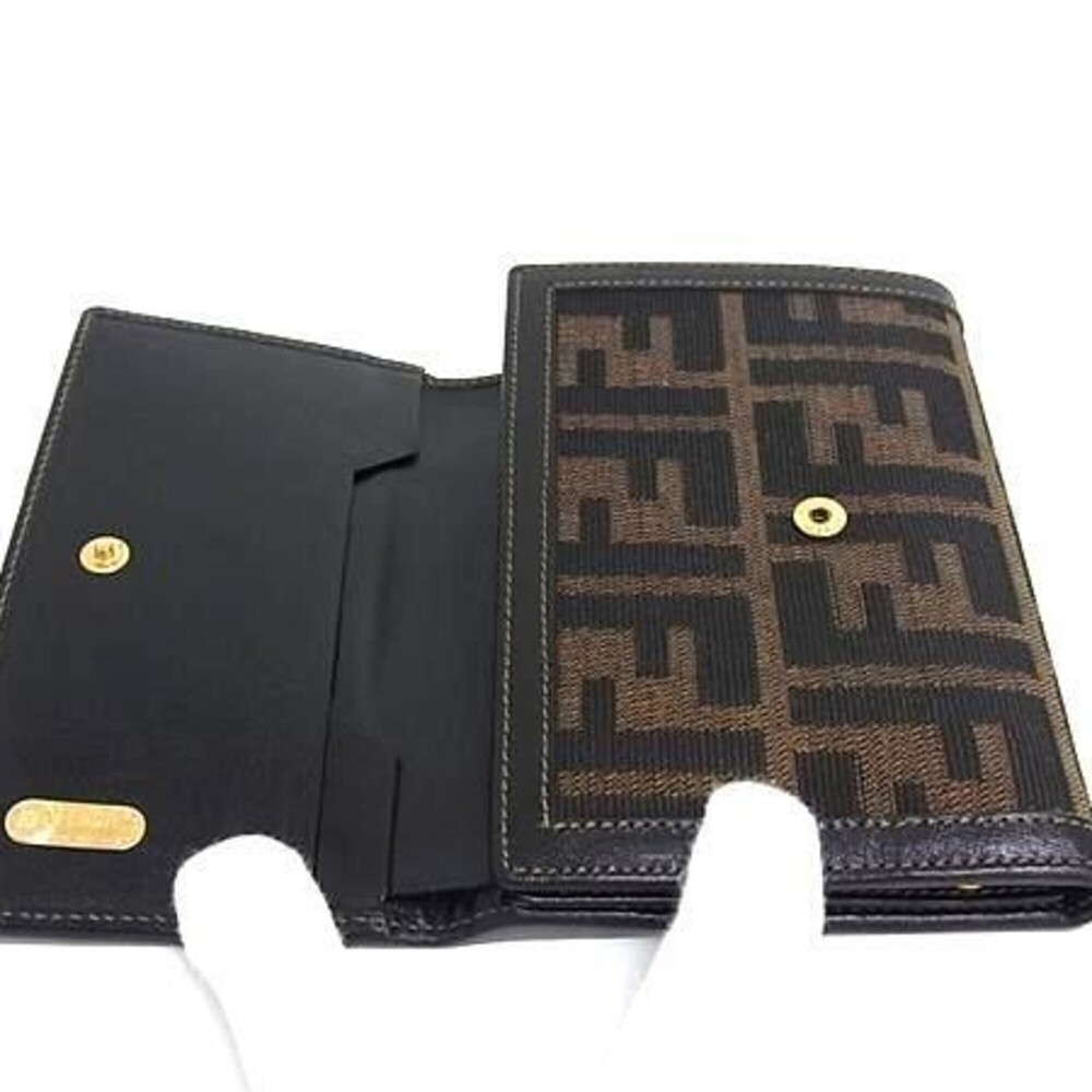 FENDI Zucca Tri-fold Wallet, Brown Canvas & Leather, 2556 01442 079, Women's. - Picture 3 of 8